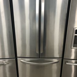30” Wide Stainless French Door Refrigerator With Ice Maker 
