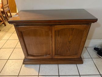 Wood Cabinet with Glass Top