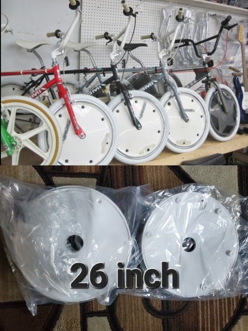 NEW Bicycle Bmx Oldschool Wheel Covers White 26"