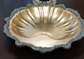 Vintage Brass/Pewter Shell Serving Bowl