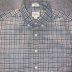 J Crew Vintage Size Small Shirt Pima Cotton Tartan Plaid Gray Black Long Sleeve