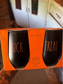 Rae Dunn Trick & Treat Halloween Wine Glasses Set