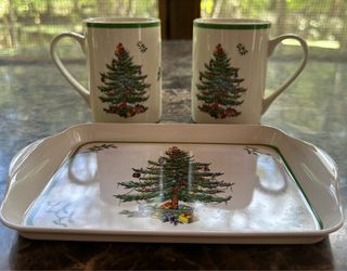 Spode by Pimpernel Christmas Tree Mug & Melamine Tray Set