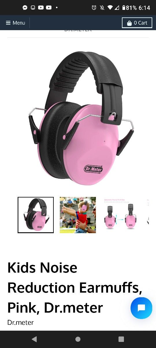 Dr.meter Kids Protective Earmuffs, Pink