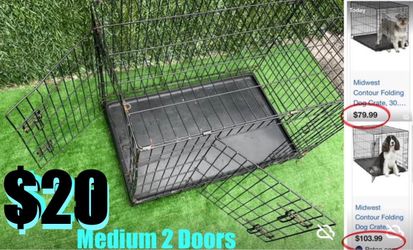 $20 DOG CAGE FOLDABLE CAGE/CRATE WITH 2 DOORS MEDIUM SIZE 35”x24” tall and 22”