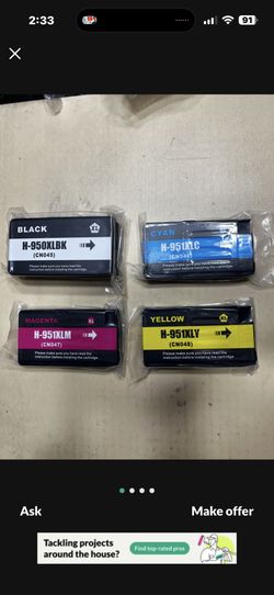 ( 4PACK ) 950XL / 951XL Ink Cartridge Replacement for HP Office Pro 8600 & More Models. One Set of ( 4Pack ) $ 5. Two Set of ( 4Pack ) $ 8.  