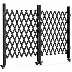 YITAHOME Double Folding Security Gate, 85" H X 150" W Door Gate,Flexible Expanding Security Gate, Steel Safety Gates, 360° Rolling Barricade Gate, Sci