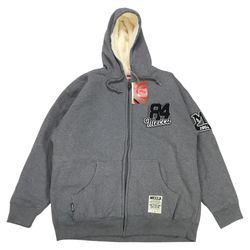 VINTAGE MECCA HOODIE 3XL XXXL GRAY FULL ZIP JACKET SWEATSHIRT SHERPA HIP HOP Y2K