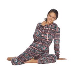 So intimates Women's Plush One Piece Onesie Hooded Pajamas with Pockets - Large