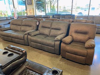 2PC Reclining Sofa and Loveseat Set with Free Matching Recliner Sale