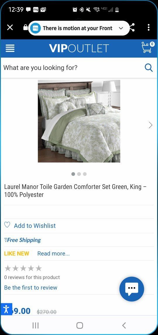 Laurel Manor Fine Linen Toile Garden Floral Queen Comforter Set Green