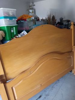 Solid Oak Headboard and Footboard Queen Size