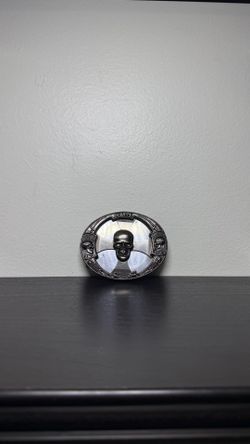 Y2K 2000s Engraved Silver Skull Pirates Cross Spinner Belt Buckle