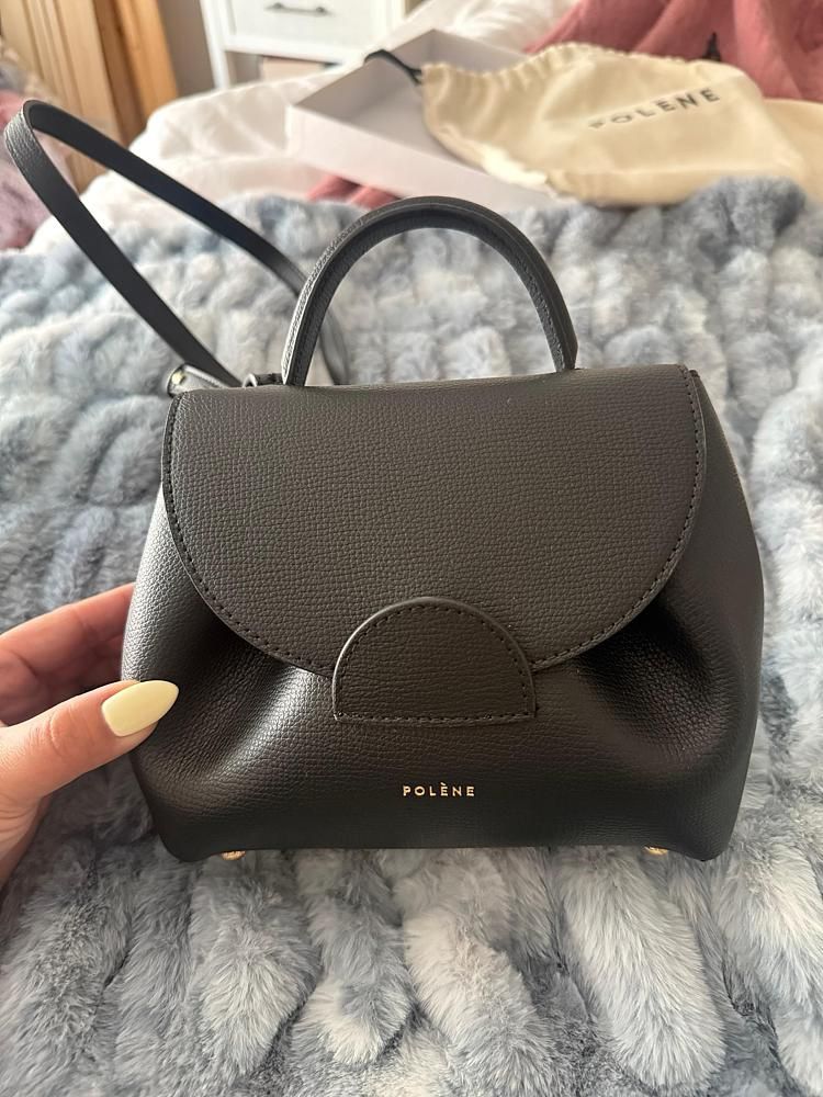 Polene Numero NM One Trio Camel Textured Leather Crossbody Bag