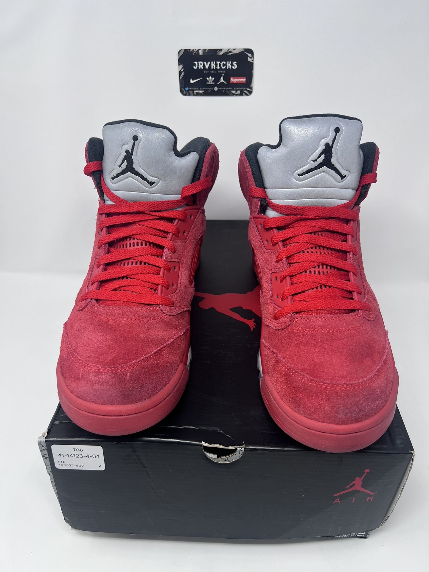 Air Jordan 5 Retro Mens 12 Red Suede 136027-602 Basketball Shoes Sneakers Nike Air Jordan 5 Retro Raging Bulls Red Suede 136027-602  main image 4