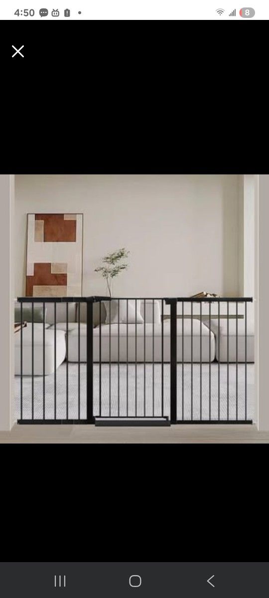 new Stand 38.5" Extra Tall DogGate for The House - 65.35"- 68.11" Wide LargePressure Baby gates