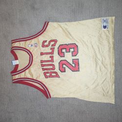 Michael Jordan #23 Chicago Bulls GOLD NBA Champion Jersey 48