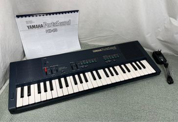 Yamaha Portasound PSS-450 Keyboard Piano 49 Key Synthesizer Synth Battery Powered AC AC Adapter Power Cable Retro Tech Vintage Classic Music Musical I