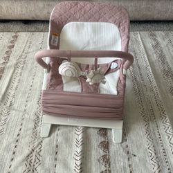 Pink Baby Bouncer Seat with Toy Bar – Like New