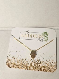 NWT Gold Hamsa Pendant Necklace Gold Dipped Hand Made In Korea 15.5" 16.5" 17.5"