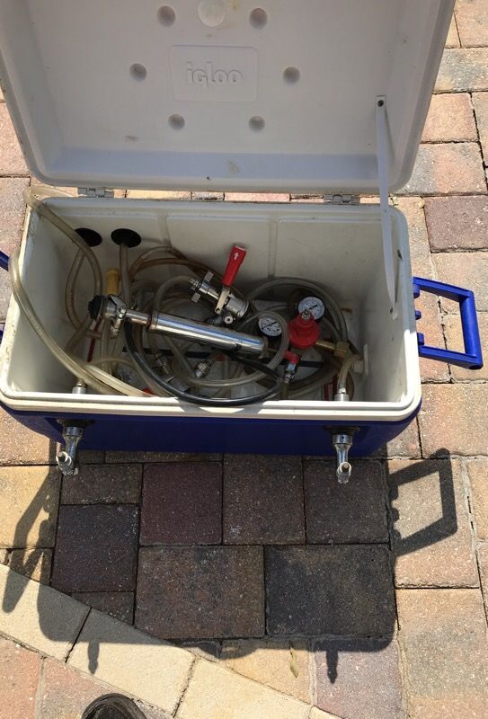 You can hook up two Kegs And dispense from the cooler for ...
