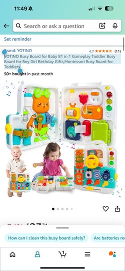 YOTINO Busy Board for Baby 81 in 1 Gameplay Toddler Busy Board for Boy Girl Birthday Gifts,Montessori Busy Board for Toddlers