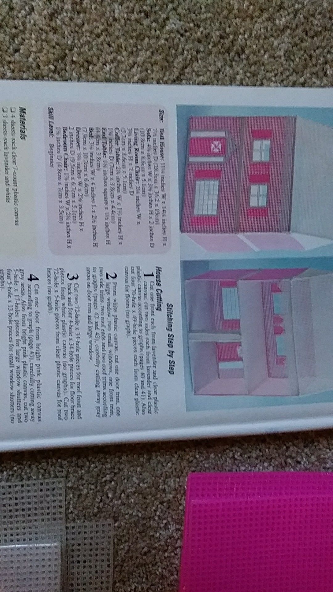 Plastic canvas dollhouse material and instructions for dollhouse and many patterns