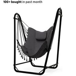 Hammock Chair With Stand, Gray/Black