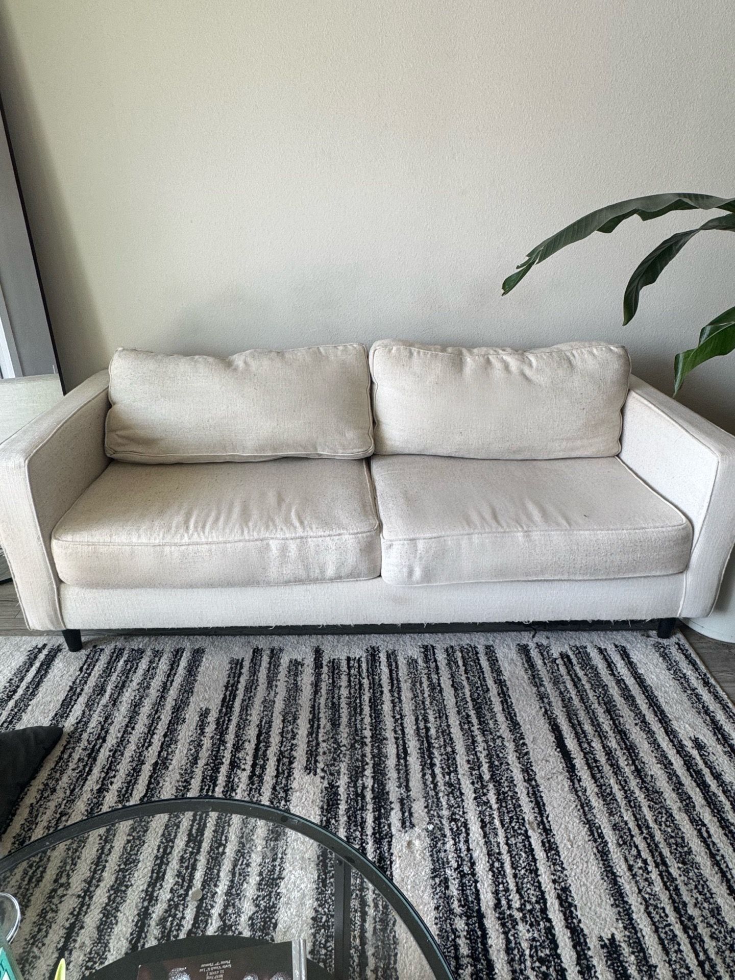 Modern Cream Linen Sofa – Clean, Comfortable, Neutral Color