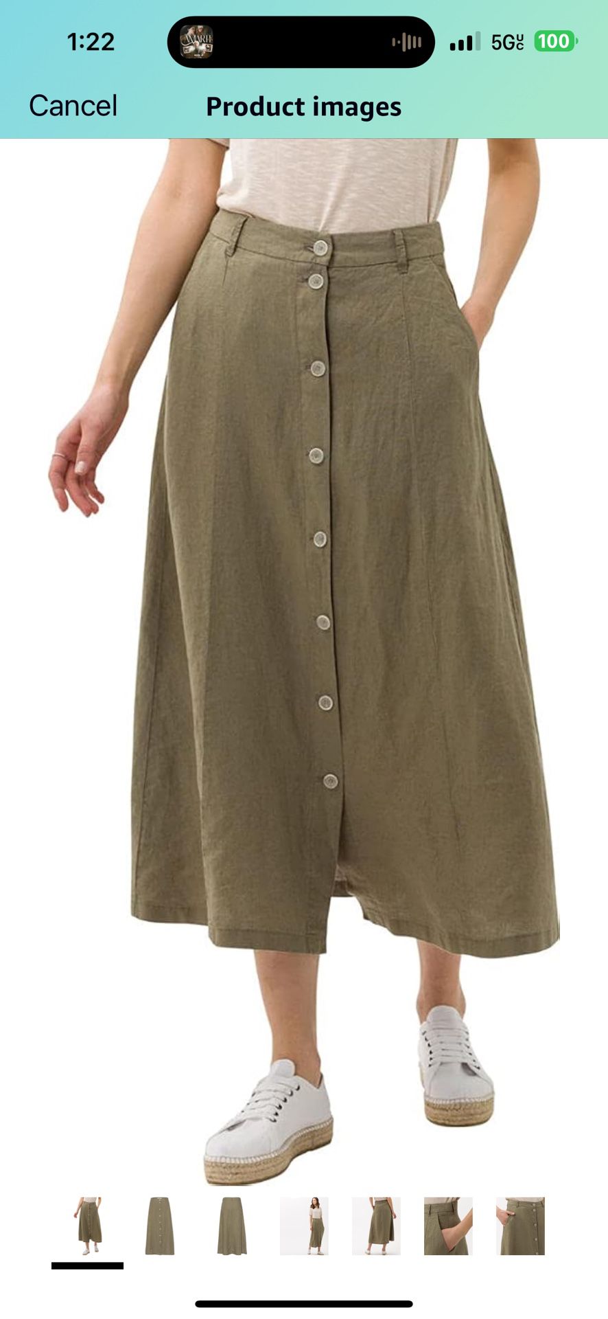 Designer Army Green Midi Skirt Sz.XL