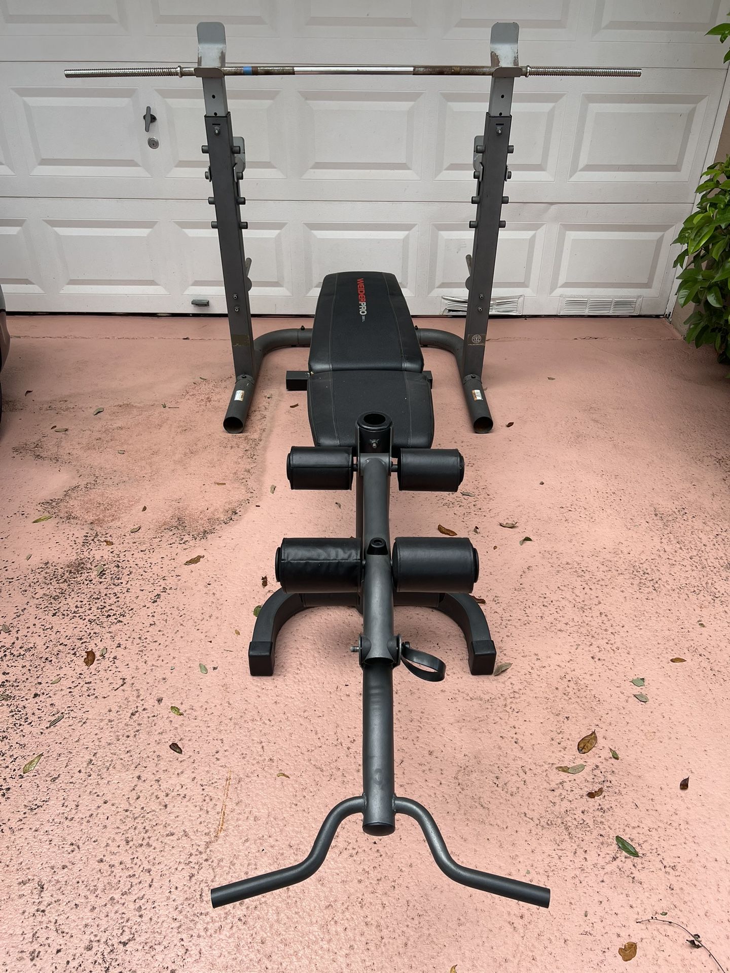 Adjustable Barbell Squat/Bench Press Rack + 1" Bar And Weights