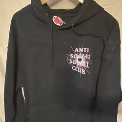 Antisocial, social club, black hoodie size large