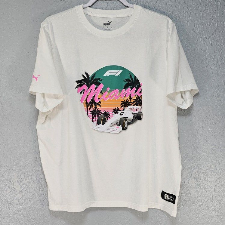 Puma 2024 Formula 1 Men's Miami GP T-shirt Size XL White Cotton