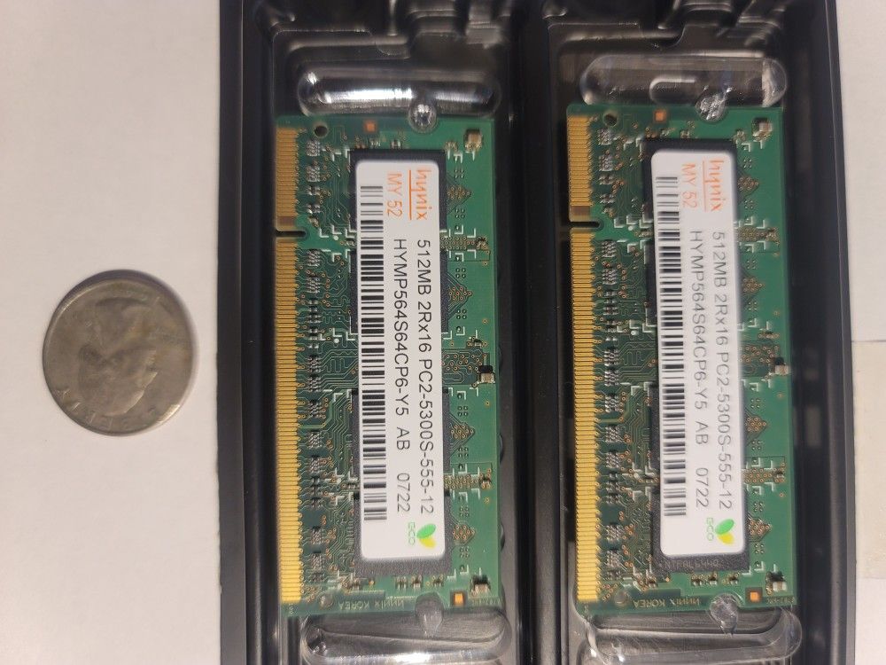 2 X 512MB 2Rx16 PC2-5300 Laptop Memory Modules