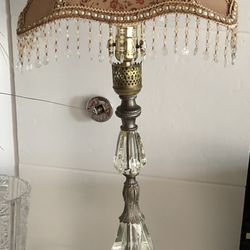 Vintage 1950 Circa Crystal Lamp With Marble Base