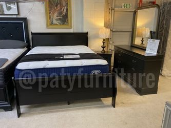 4pc Queen Bedroom Set – Bed, Dresser, Mirror & Nightstand