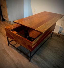 Solid Wood Lift-Top Coffee Table with Storage