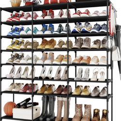 8-Tier Large Shoe Rack for Closet Holds Up to 48 Pairs Shoes & Boots with Hook Rack