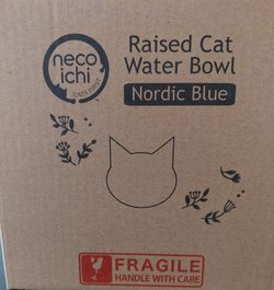 Neco Ichi Raised Cat Water Bowl Nordic Blue