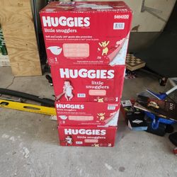 4 Boxes Huggies Diapers Size 1 Size 2