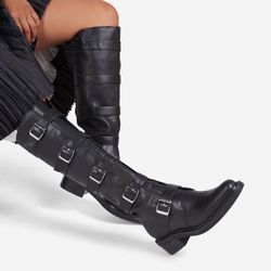 Genuine Leather Urban Outfitters Black Pile Up Boots