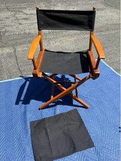 🪑 Classic Low-Profile Folding Director's Chair with Spare Seat Canvas - Natural Wood & Black 🎬