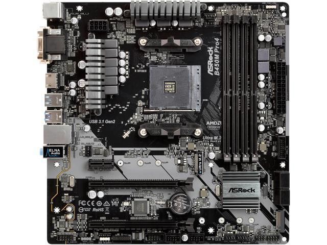 Asrock B450M Pro4 AM4 (AMD) Motherboard