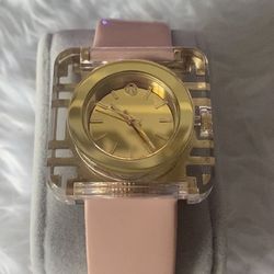Tory Burch Watch - TRB3010 Lucite Gold Accent Pink Patent Leather