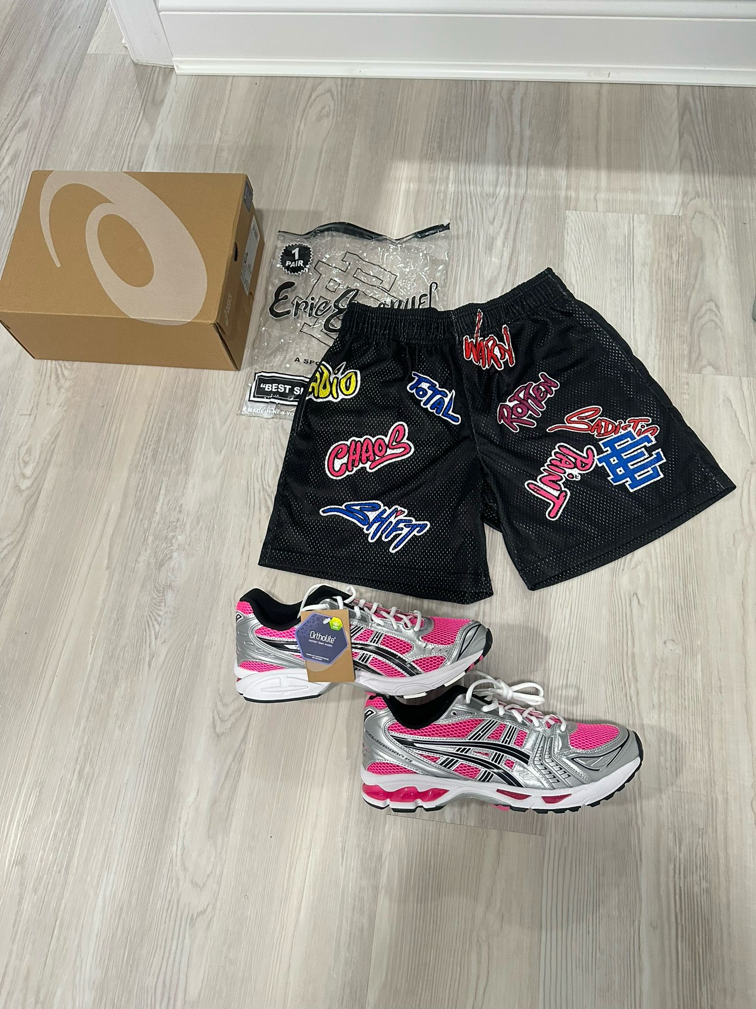 Matty Boy EE Shorts & Pink Glo Asics Kayano 14