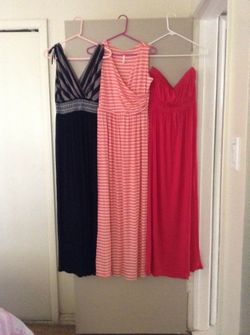 They are new and the pink and orange are medium and the black one is large and $30 for all 3 and its $10 each