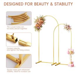 NEW Gold Metal Arch Stand Set