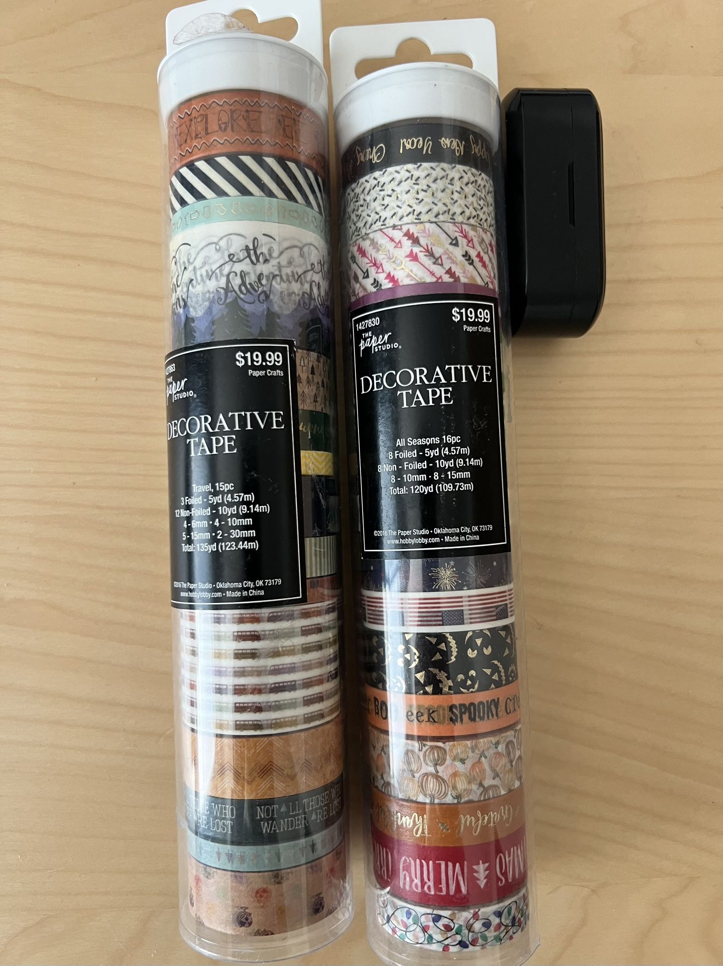 Craft Tape- 2 Containers of Washi Tape 15 Rolls & 16 Rolls
