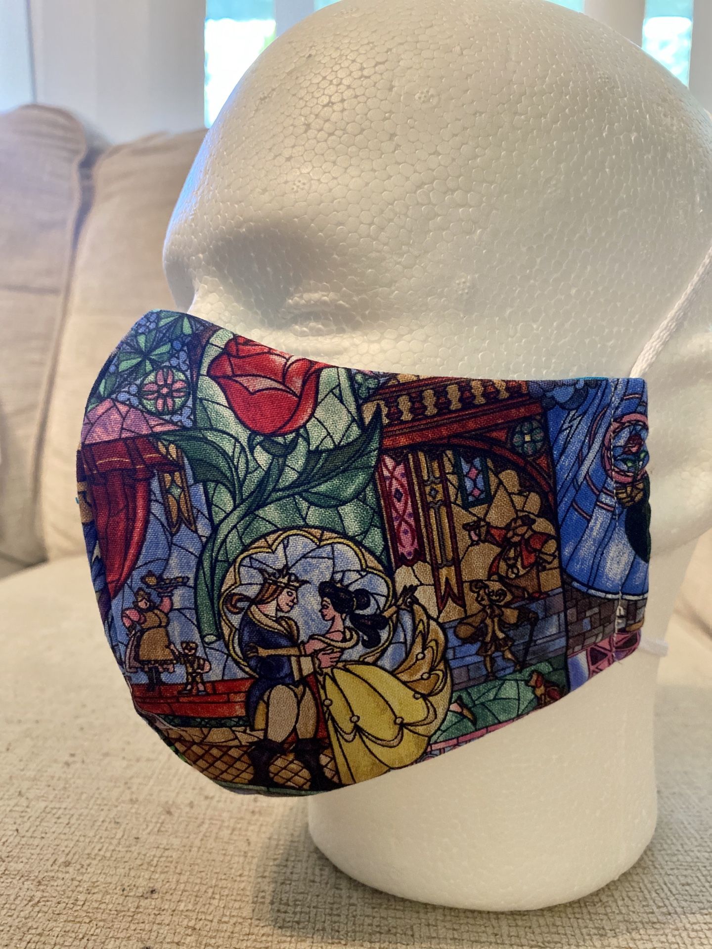 Handmade Masks Disney Beauty and Beast . 100 % Cotton. Reusable. 5 Layers. Filter.