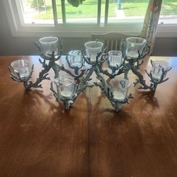 Blue Coral Candelabra. Coastal Beach  Modern. 